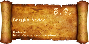 Brtyka Vidor névjegykártya